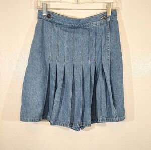 Vintage 90s LizWear Denim Skort Jean Shorts Skirt Size 10 (27x18) Patch Pocket